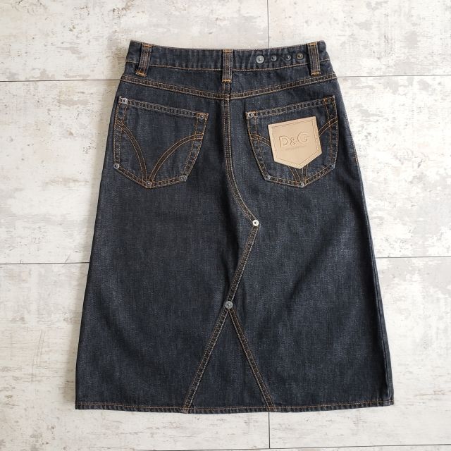 D-G ディーアンドジー デニム スカート Ａライン 38 イタリア製 ブラック