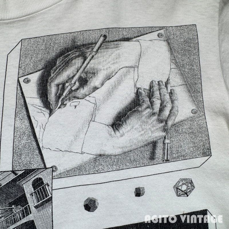 90's ANDAZIA M.C.ESCHER エッシャー 騙し絵 アートTee マルチプリント