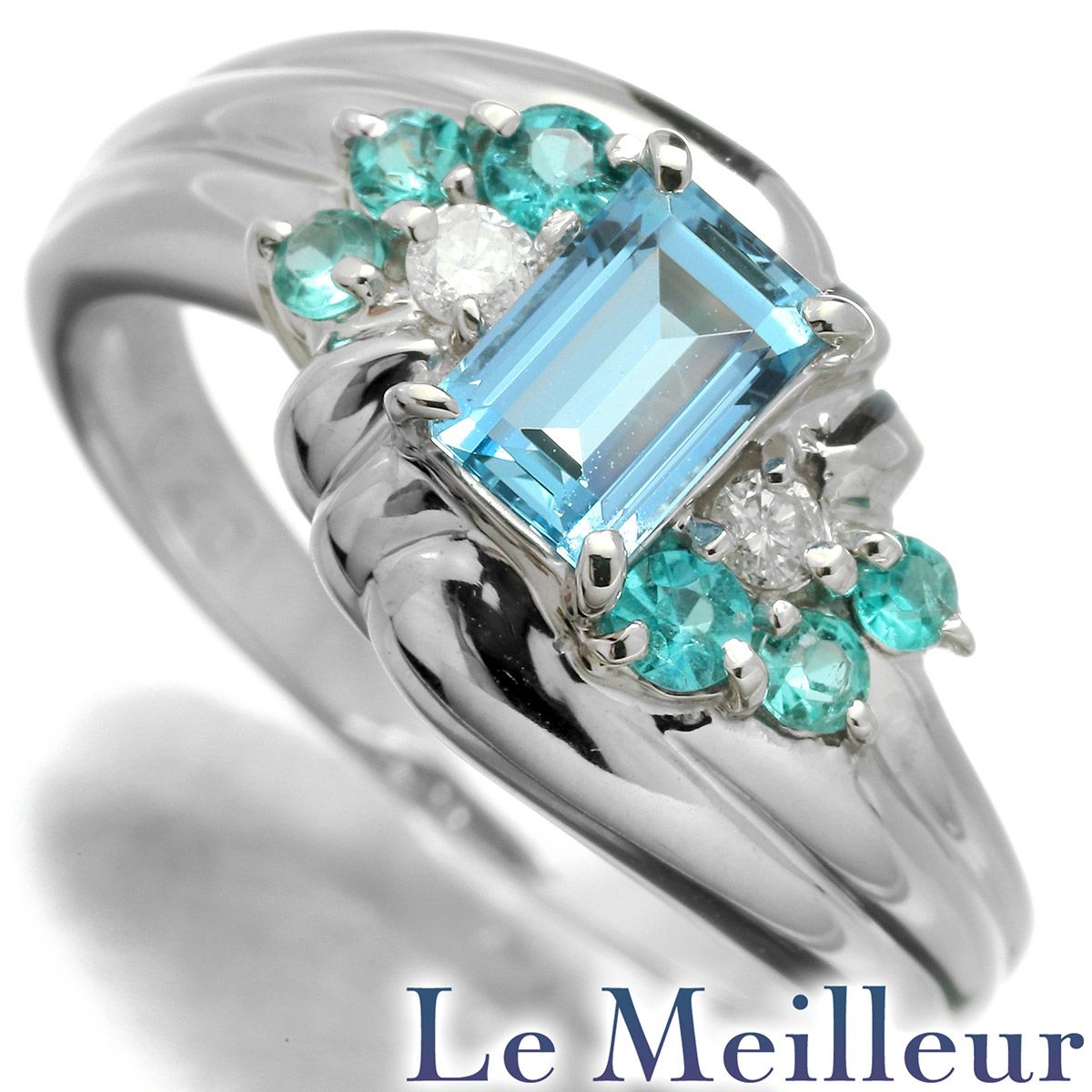 リング 指輪 アクアマリン 0.55ct パライバトルマリン PT900 12号 中古  