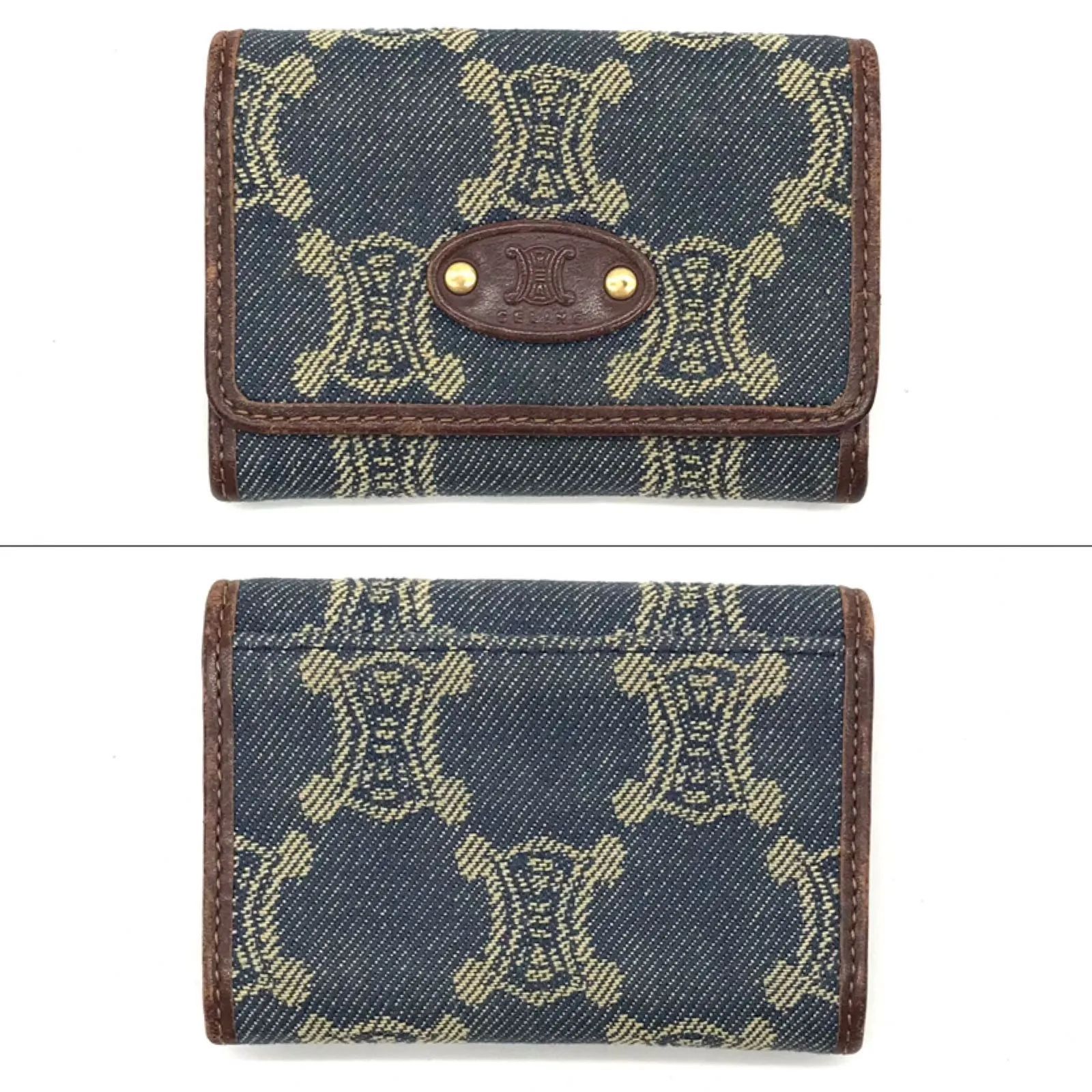 ▽CELINE/セリーヌ デニム マカダム柄 カードケース 保存袋付き