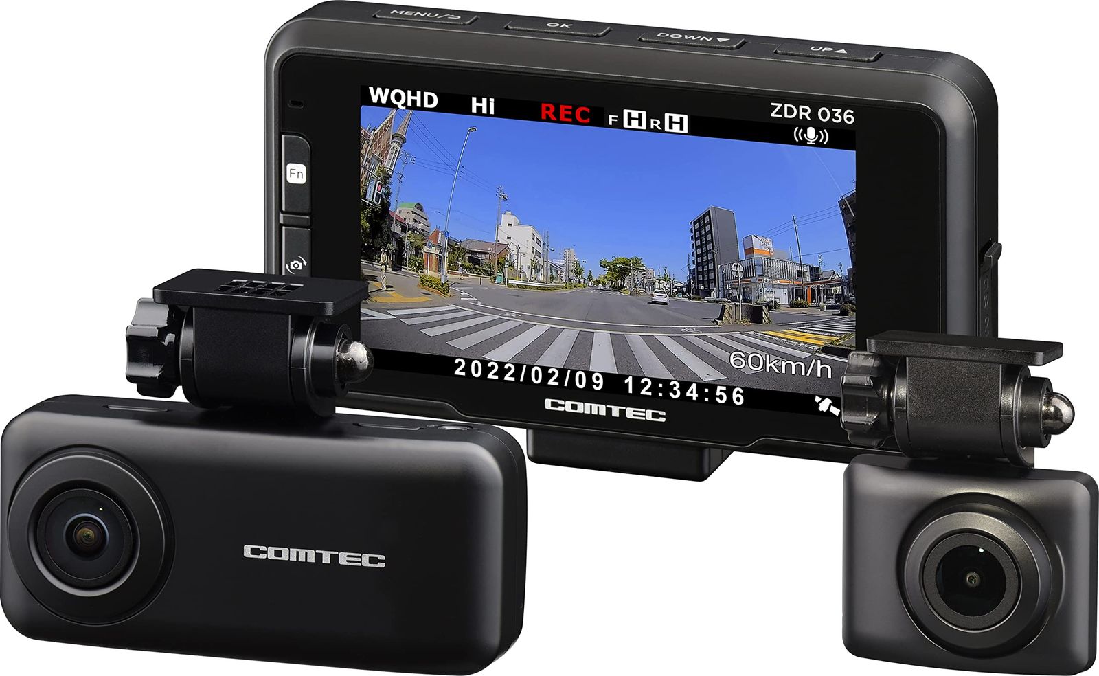 コムテック 車用 前後2カメラ ドライブレコーダー ZDR036 前後370万