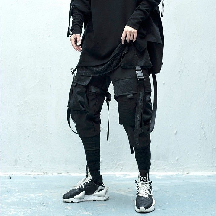 カーゴパンツ ジョガー ストラップテック マルチポケット 2022 Techwear スタイルマルチポケットカーゴパンツ男