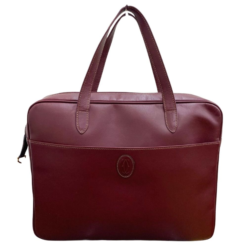 CARTIER カルティエ ビジネスバッグ マストライン レザーバッグ ボルドー Must Line 書類鞄 レザー ビジネス レディース