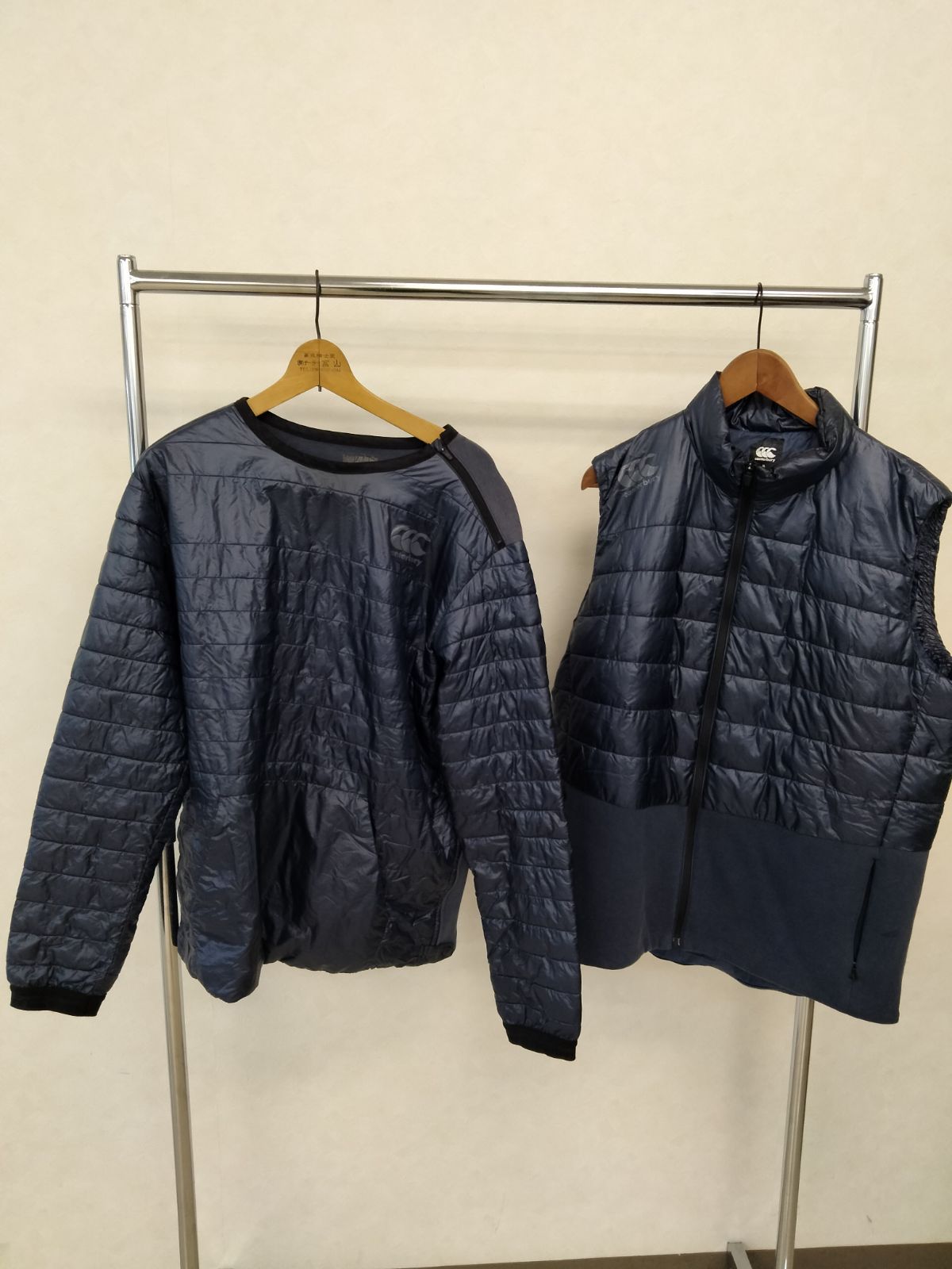 canterbury ダウン セットアップ ベスト ライトダウン ネイビー