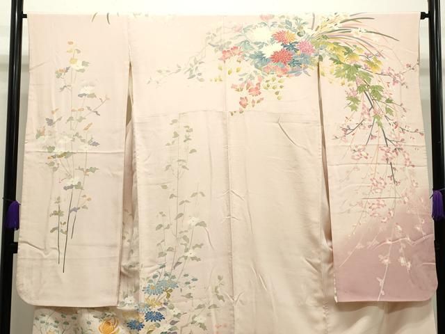 平和屋着物○豪華振袖 友禅 作家物 草花文 暈し染め 正絹 逸品