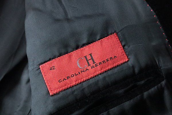 CH CAROLINA HERRERA ◇ベロア テーラードジャケット 黒 サイズ42  