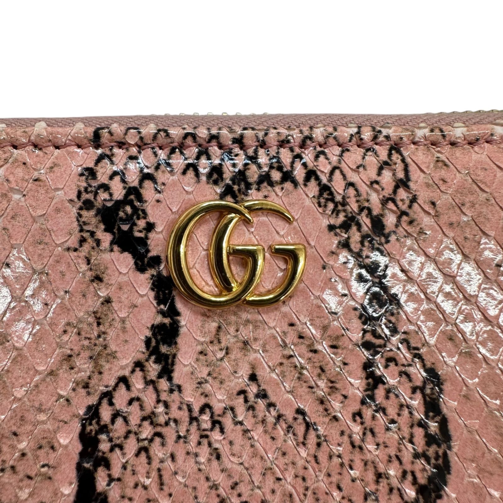 ✨美品✨GUCCI グッチ GGマーモント パイソン ピンク 長財布 ラウンド