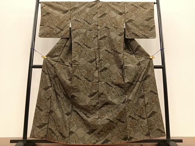 平和屋着物□本場大島紬 地紙花文 正絹 逸品 BAAQ8915ow 平和屋着物