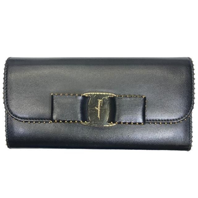 美品 フェラガモ ヴァラリボン レザー 二つ折り 長財布 サルヴァトーレフェラガモ ヴァラリボン 長財布 二つ折り レザー ロゴ