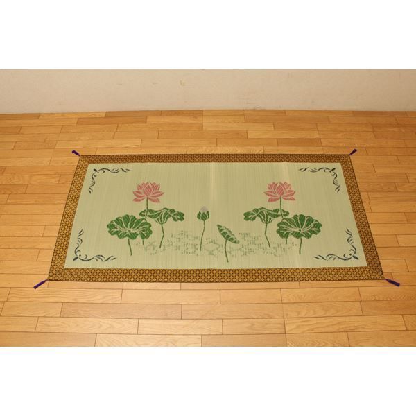 純国産 袋織 い草御前 仏前 ござ 蓮の花 約88×180cm 代引不可