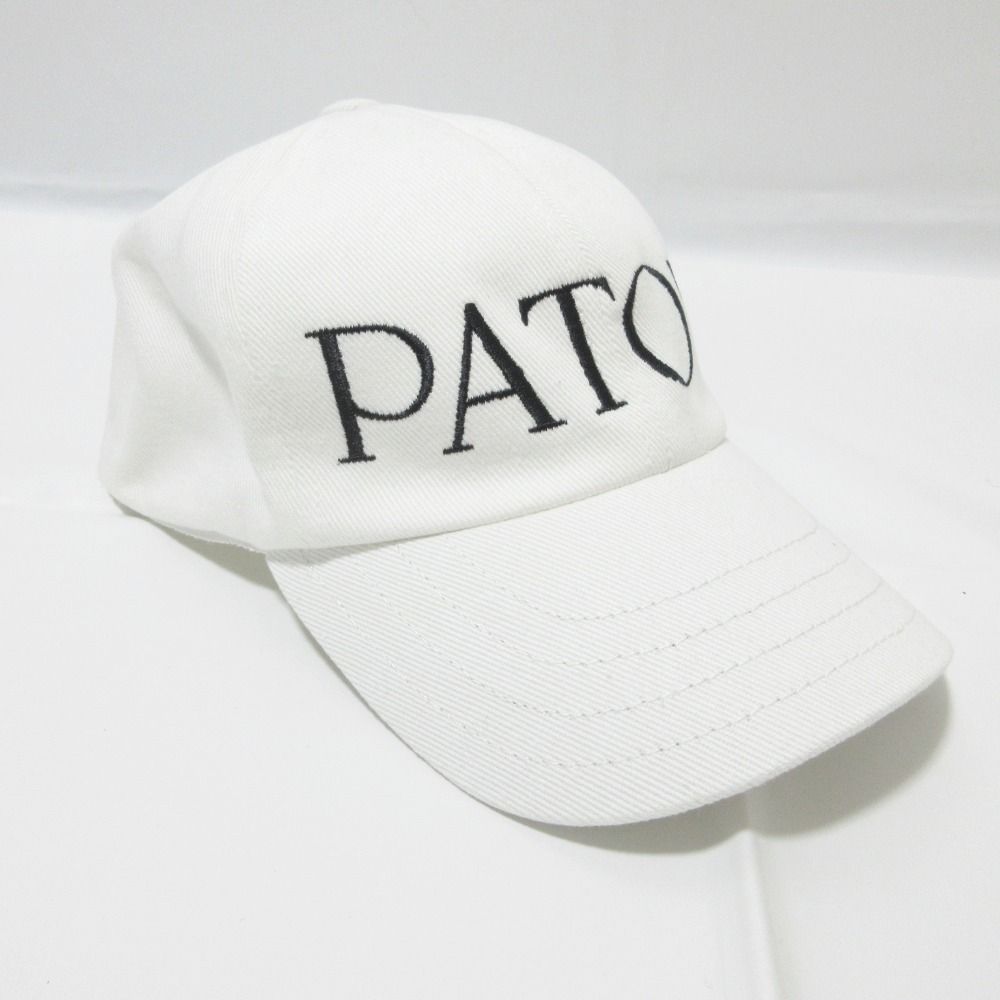 クリーニング済 23AW PATOU パトゥ ロゴ ベースボールキャップ 帽子 M～L ホワイト レディース 古着