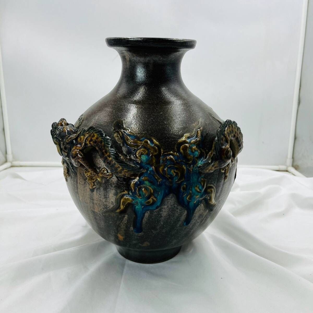 ❗️✨迫力の昇り竜✨❗️】琉球 やちむん 壺 陶器製 伝統焼物