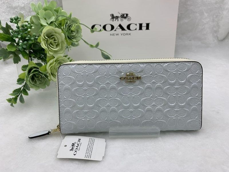 コーチ 長財布 COACH 財布 ラグジュアリー デボスド エナメル エンボス ホワイト白 プレゼント 贈り物 シグネチャー ロング ジップ レディース メンズ 新品未使用 ファッション F54805 C231Z-25