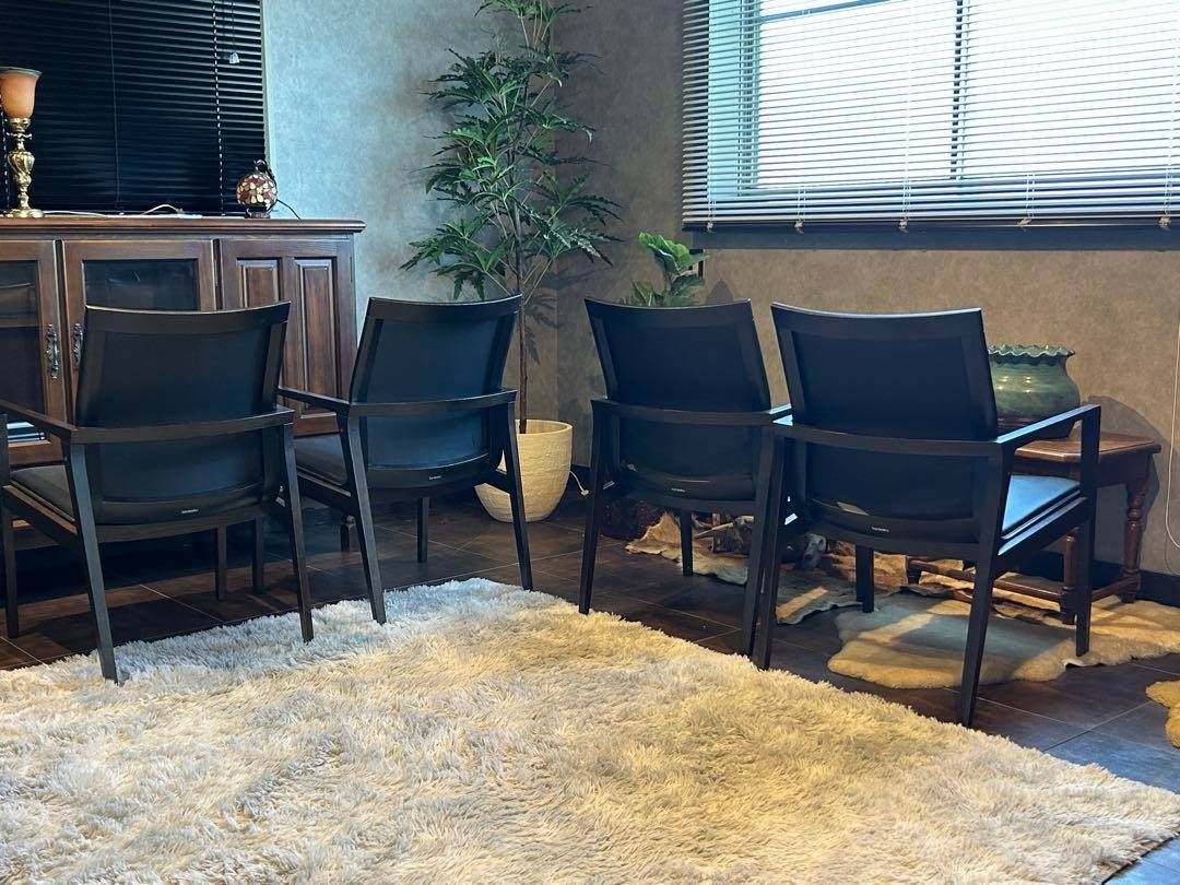 高級家具 カリモク アームチェア ブラックレザー CS64モデル NHS