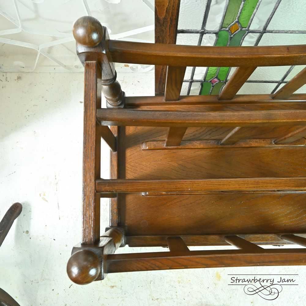 英国アンティーク木製マガジンラック/カンタベリー/本立て/雑誌本棚(89