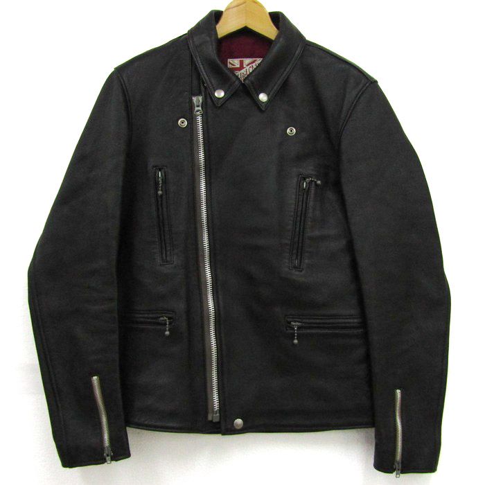 Addict Clothes ブラックレザージャケット 38 アディクトクローズ ライダースジャケット レザージャケット アウター