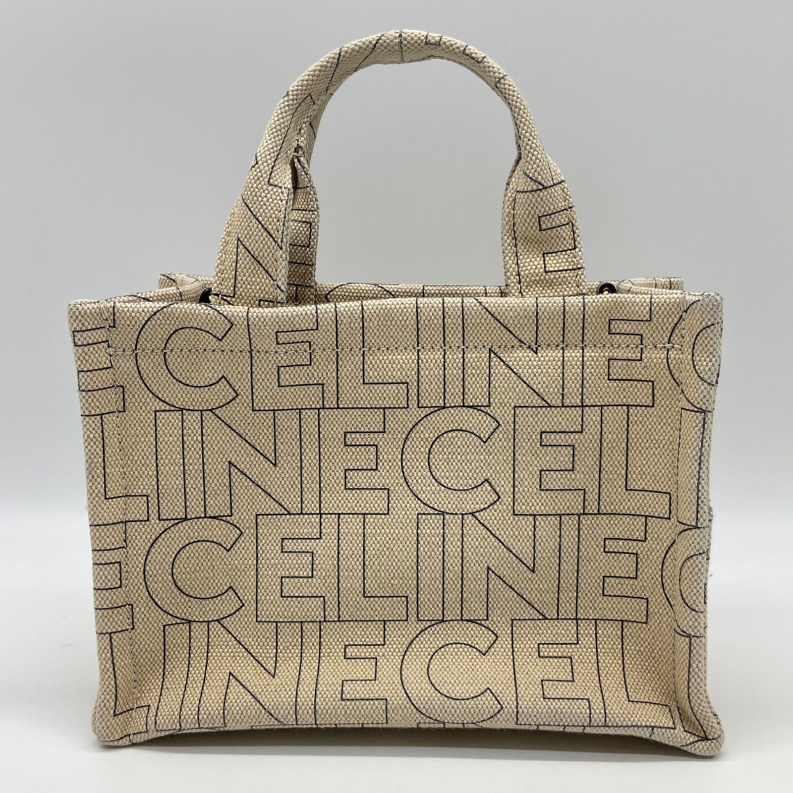 CELINE セリーヌ スモール カバ タイス トートバッグ キャンバス×レザー ベージュ 199162ERQ.02NT トリオンフ ナチュラル ブラウン 2WAY 保存袋付【中古】Aランク