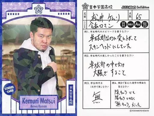 中古】コレクションカード(男性) SCHOOL CARD[スクールカード]：令和