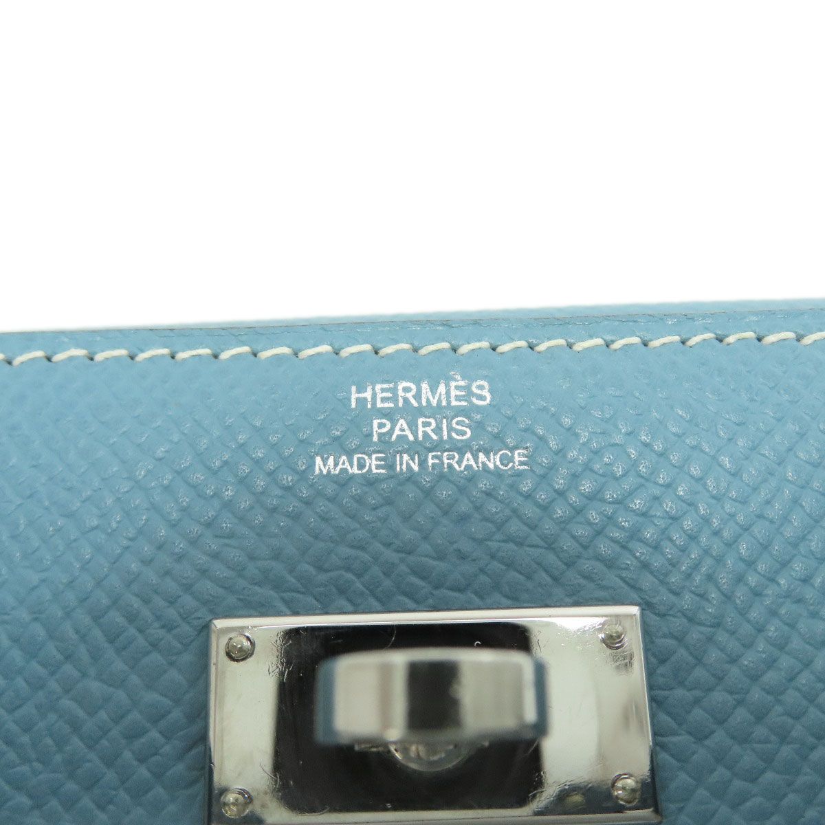 HERMES エルメス ケリーウォレットコンパクト ブルージーン シルバー  