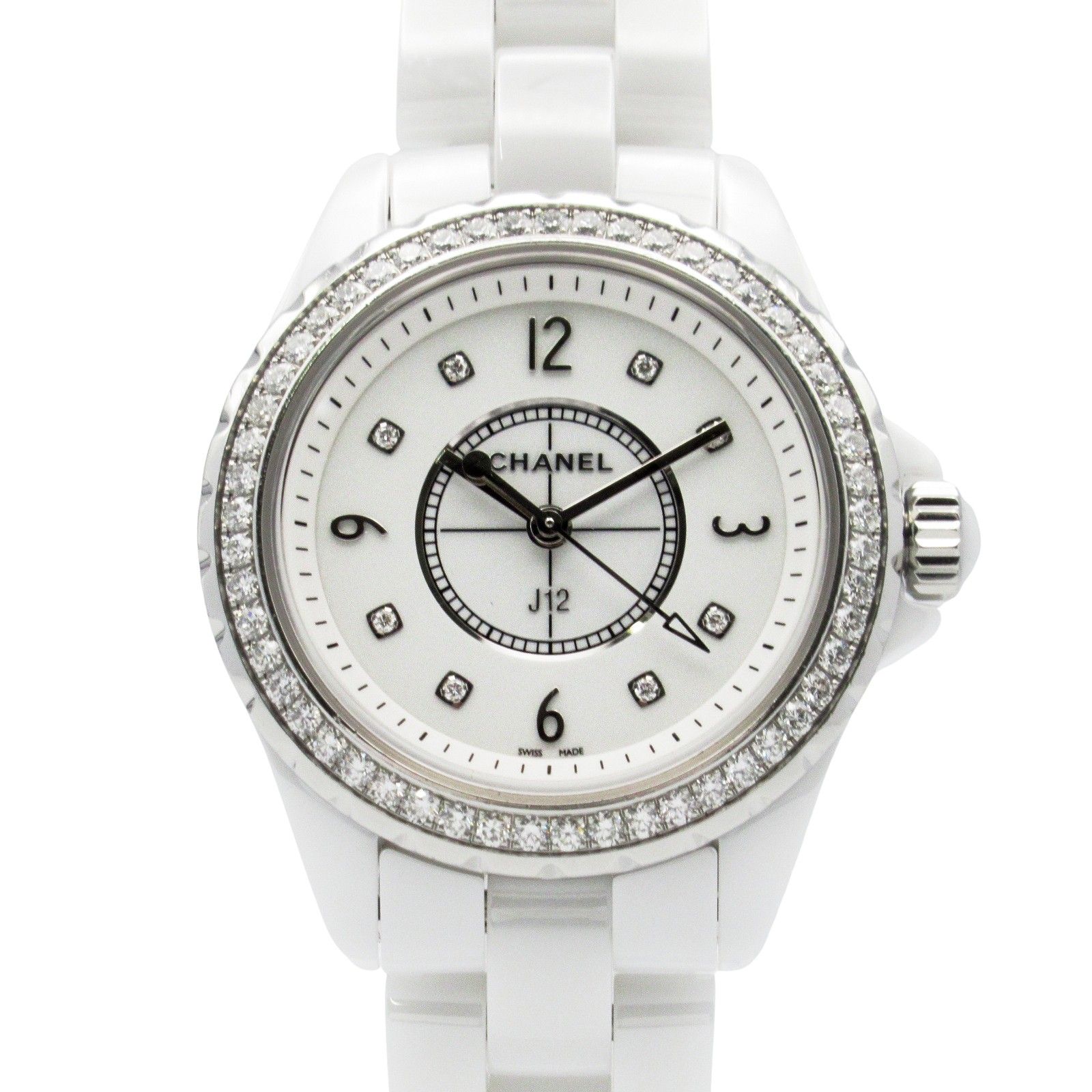 シャネル CHANEL H3110 J12 ダイヤベゼル 8Pダイヤ クォーツ H3110 CHANEL（シャネル） J12 白セラミック 8Pダイヤ ダイヤ