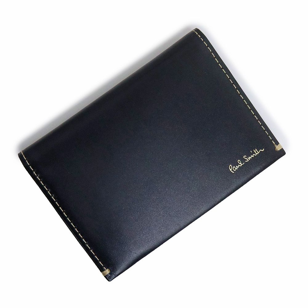 ポールスミス パスケース カードケース 定期入れ カーフスキン レザー ネイビー 紺 PSQ141 PAUL SMITH