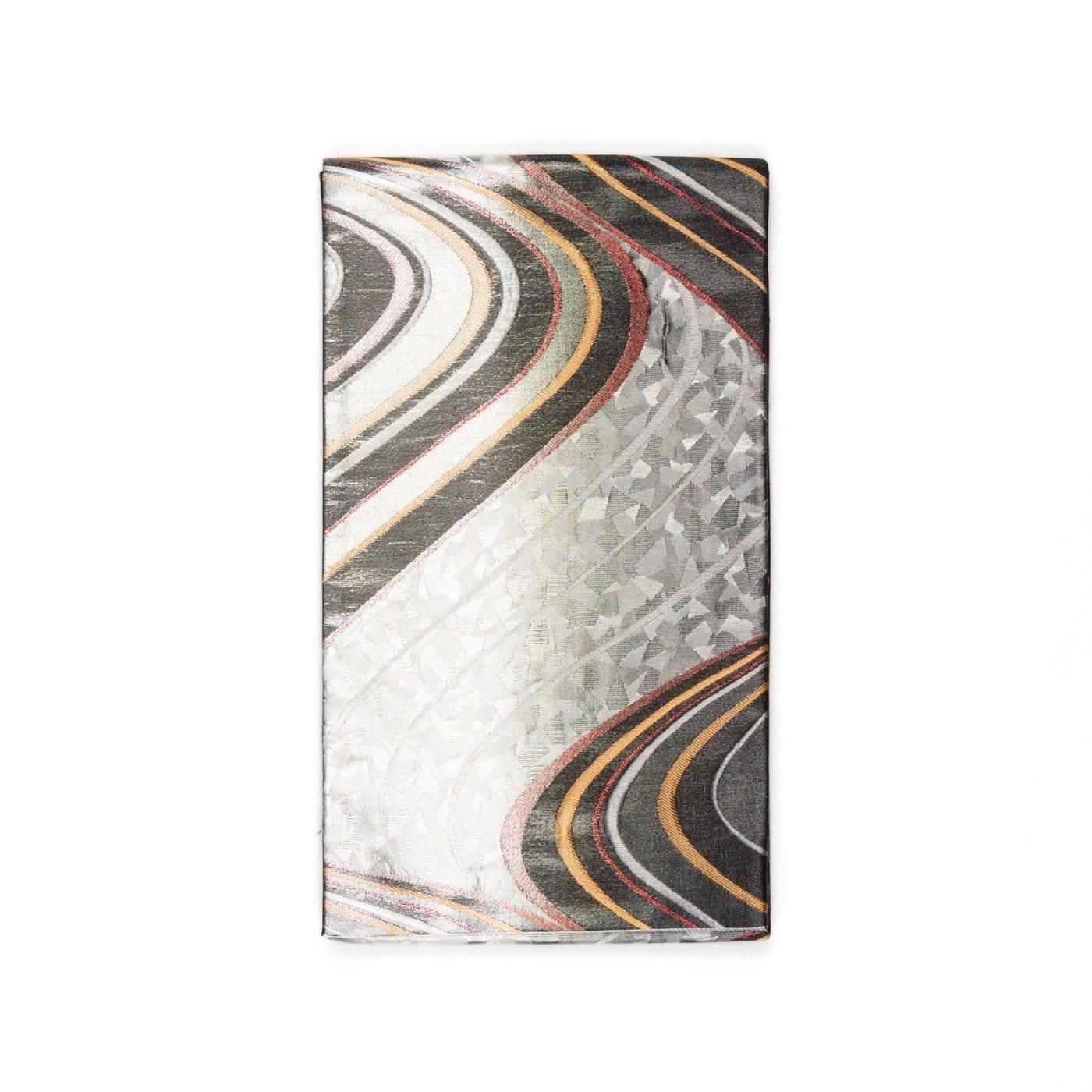 袋帯○黒い流水 未仕立て】袋帯 黒 ブラック 流水 瓢箪 綴織 正絹