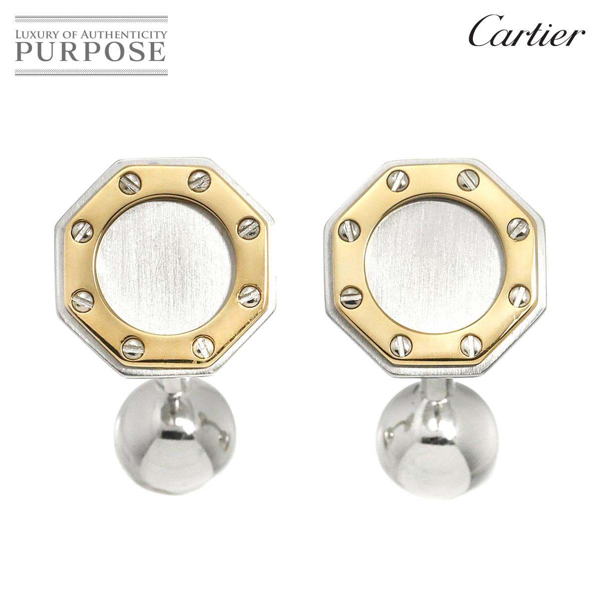 カルティエ Cartier オクタゴン カフス K18 YG イエローゴールド 750 SS ステンレス Cuff links 90277641