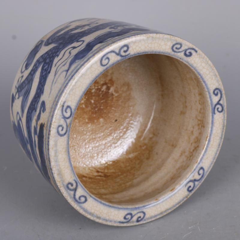 明嘉靖青花双雲竜紋香炉 景徳鎮 陶磁器 装飾品 現代工芸品 美術