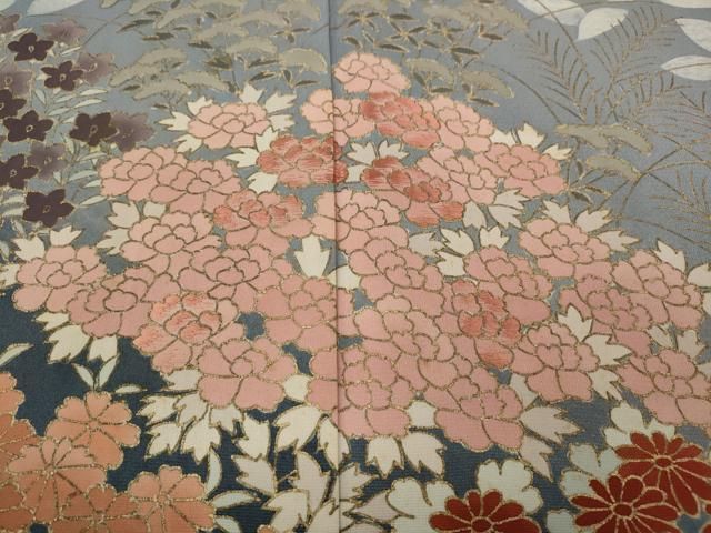 平和屋着物□訪問着 絞り 刺繍 草花文 金彩 正絹 逸品 AAAU6990es 平和