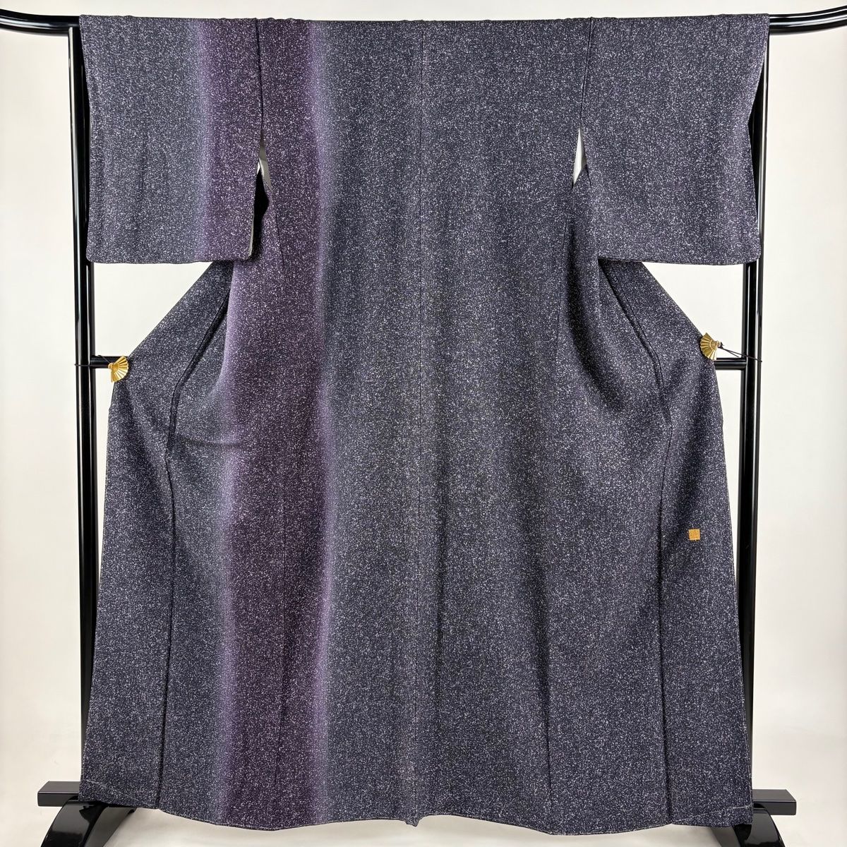 付下げ 身丈162cm 裄丈65cm M 袷 落款 幾何学 ぼかし 濃紫 正絹 秀品