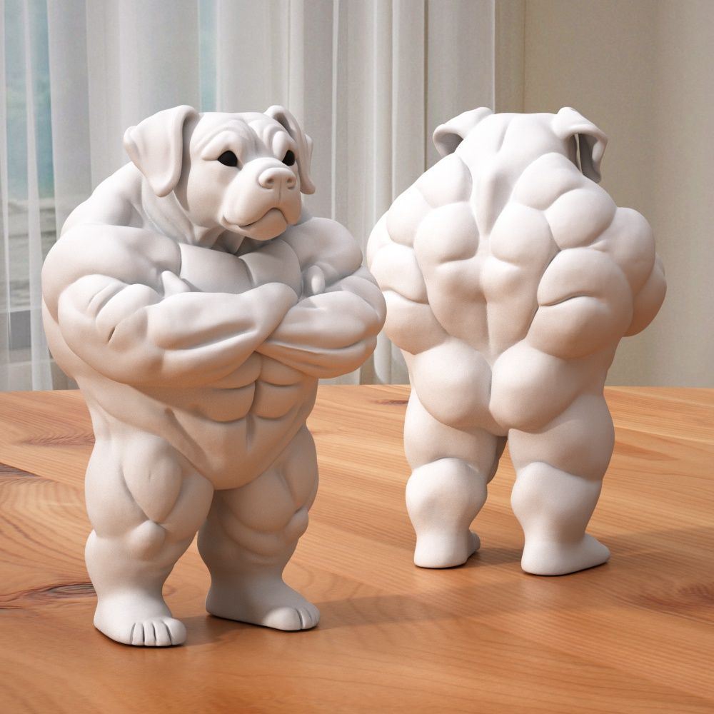 フィギュア 動物 マッスルドッグ おもしろい 大型犬 置物 10cm 腕組み