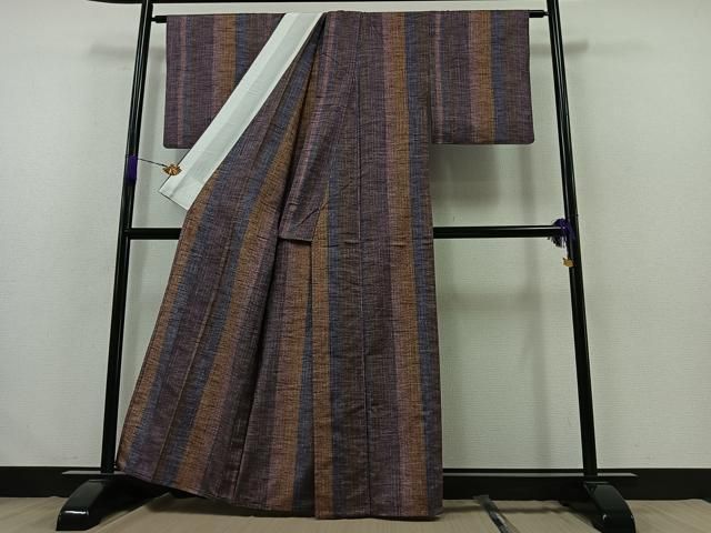 平和屋着物○上質な紬 間道 やまと誂製 正絹 逸品 未使用 AABA3783ph