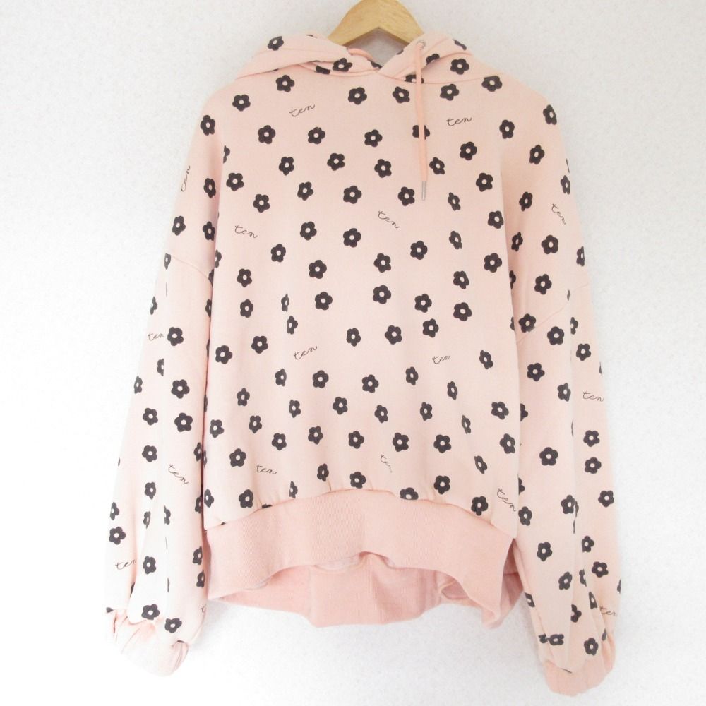 TEN. - 美品 10 TEN テン YOPPI×渡辺直美 Flower sweat hoodie フラワープリント オーバーサイズ スウェットパーカー フーディー 2 ピンク レディース 古着 中古 USED 美品 10 TEN テン YOPPI×渡辺直美 Flower sweat hoodie フラワー