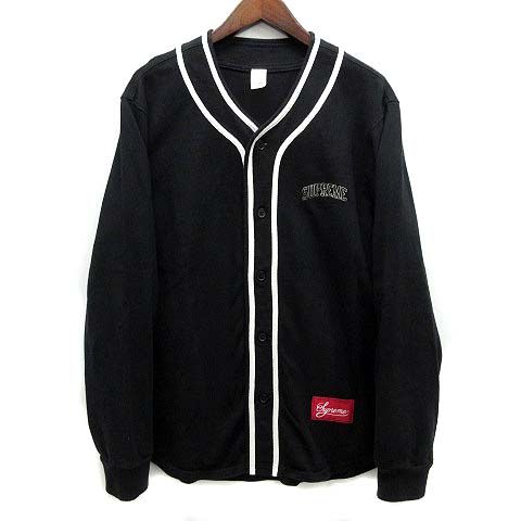 シュプリーム　ベースボールシャツ　アーチロゴ ブラック　黒　S シュプリーム SUPREME BASEBALL TOP スウェット ベースボール