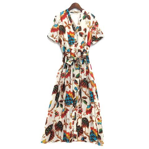 本店は Alice+Olivia アリスオリビア 花柄 キーネック シフォン シルク ワンピース