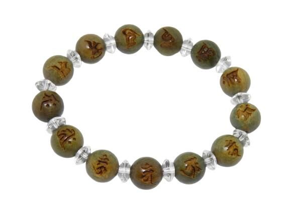 十三仏 梵字 檀香樹 12mm デザインブレスレット タイプ3 天然石