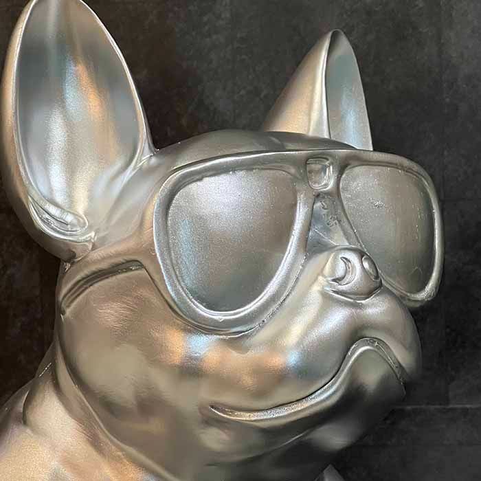 送料無料 ブルドッグの置物 シルバー : フレンチブルドッグ 新色 オブジェ ブルドッグ 犬 いぬ