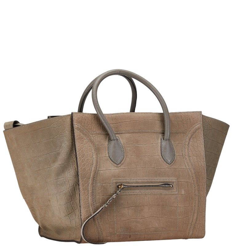 希少】CELINE ラゲージファントム クロコ型押し トートバッグ ブラック