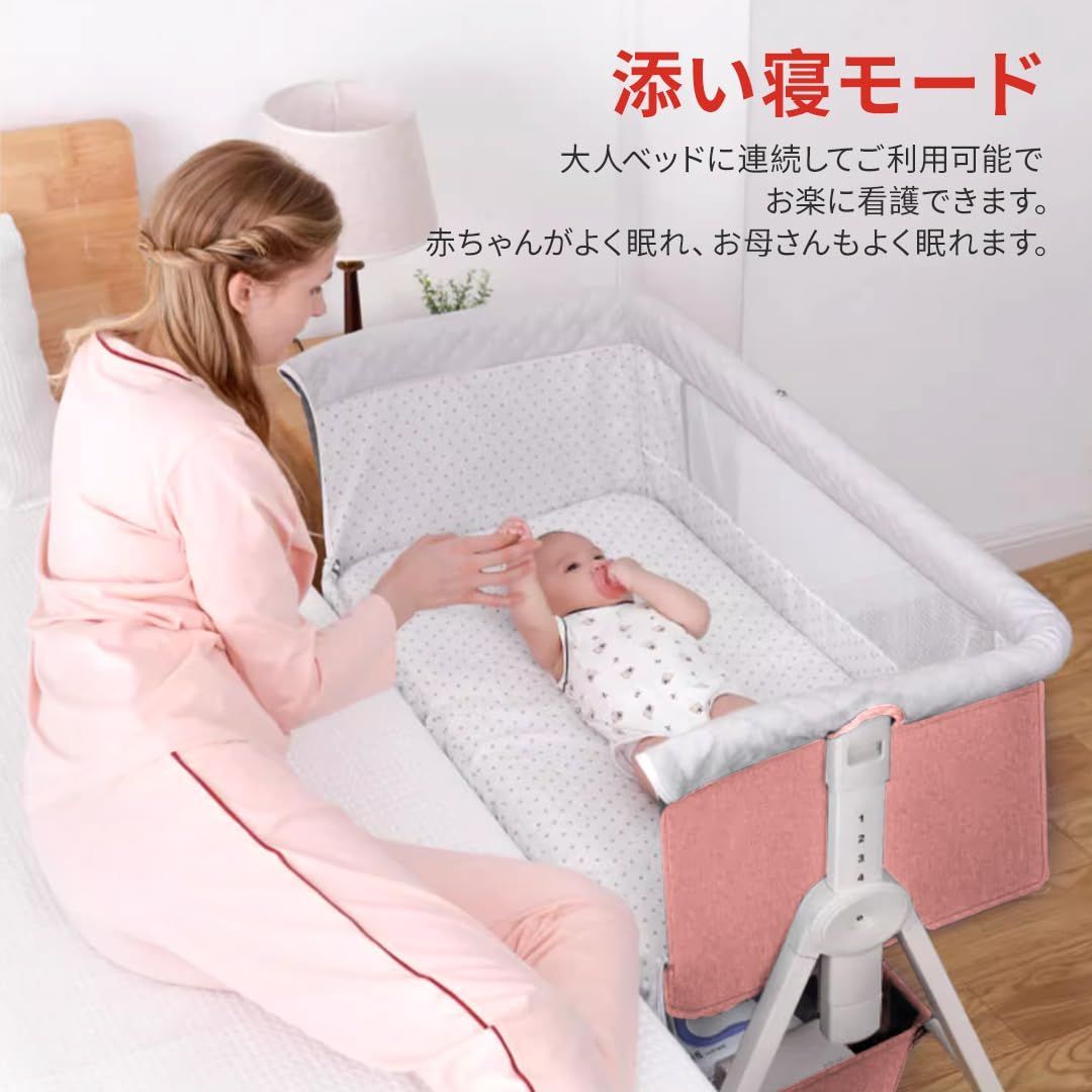 【Kino Linpo】ベビーベッド グレー ベビーベッド 添い寝ベッド グレー 乳児用ベッド 多機能 高さ6段調整