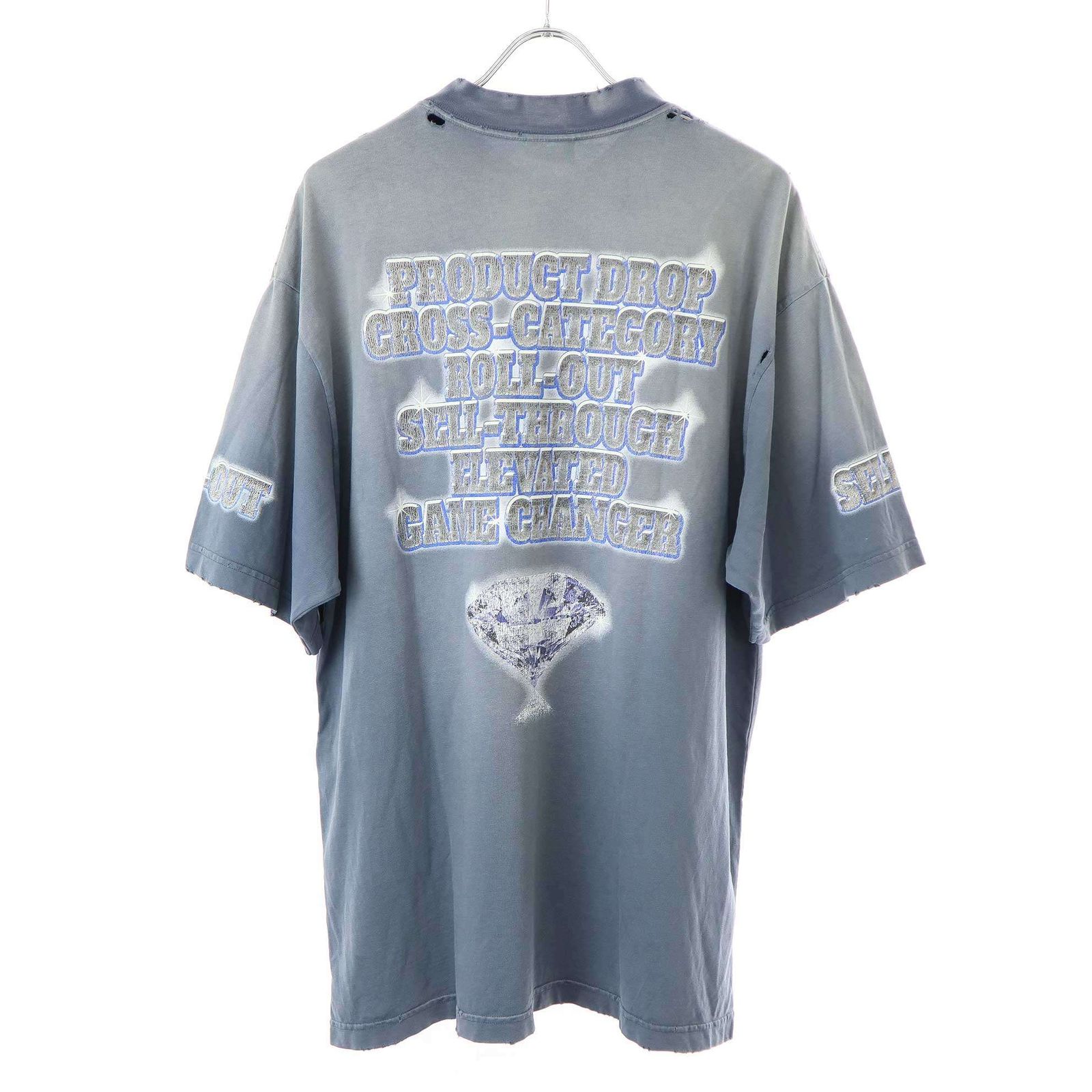 24SS balenciaga SNBN tee Sサイズ BALENCIAGA バレンシアガ SNBN ダメージ加工 Tシャツ