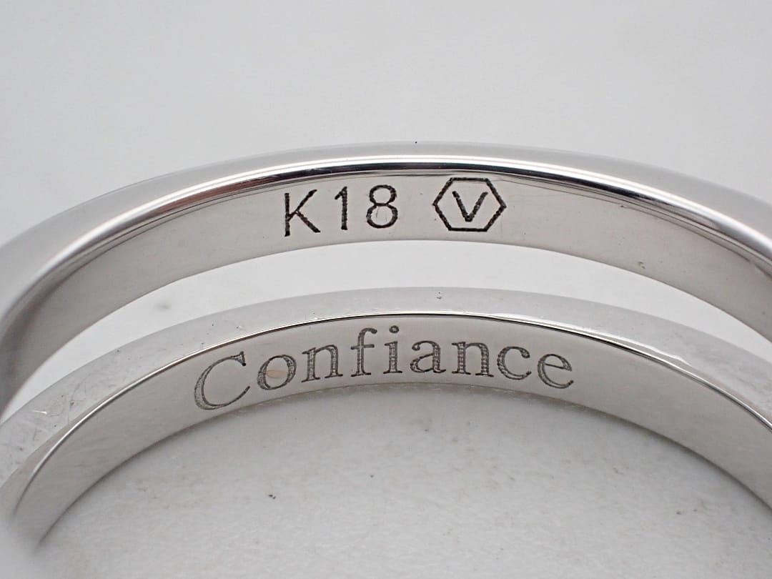 【VENDOME AOYAMA】K18 ホワイトゴールド ダイヤ入リング 7号☆Ａ品☆質屋 ユニオン本通店 ヴァンドーム青山 VENDOME AOYAMA CONFIANCE ヴァンドーム青山 K18 ホワイトゴールド