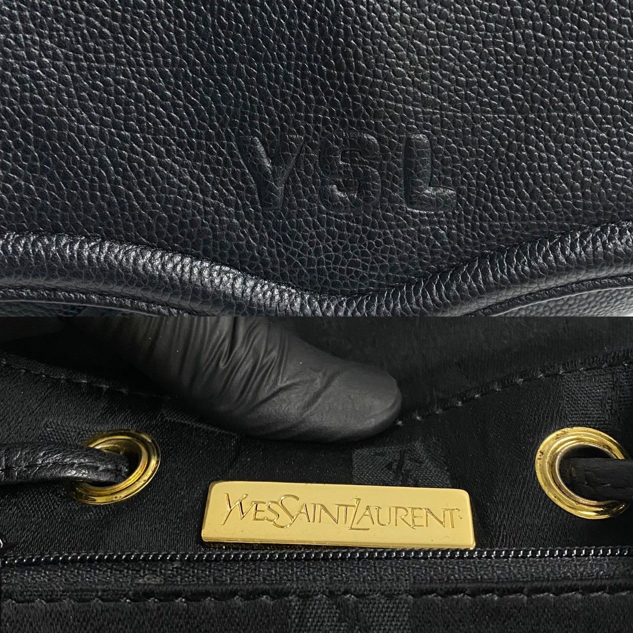 イヴ サンローラン YSL ロゴ レザー 本革 巾着 ミニ リュックサック イヴ サンローラン YSL ロゴ レザー 本革 巾着 ミニ リュックサック