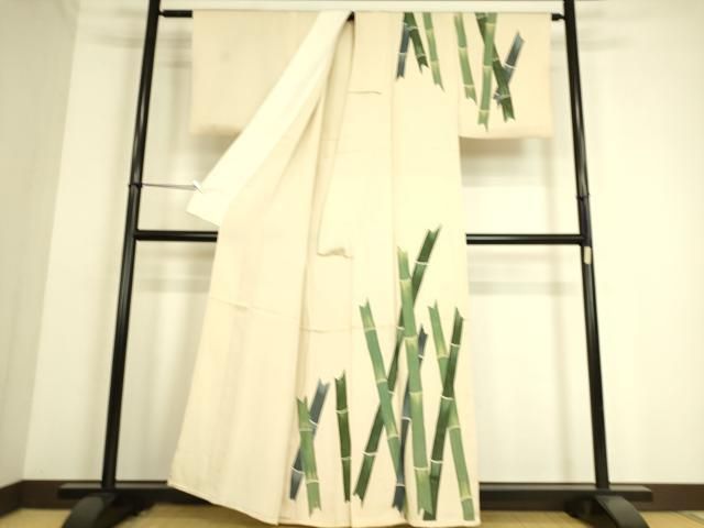 平和屋着物○訪問着 紬地 刺繍 ろうけつ染め 樹林文 正絹 逸品 AABA2616np