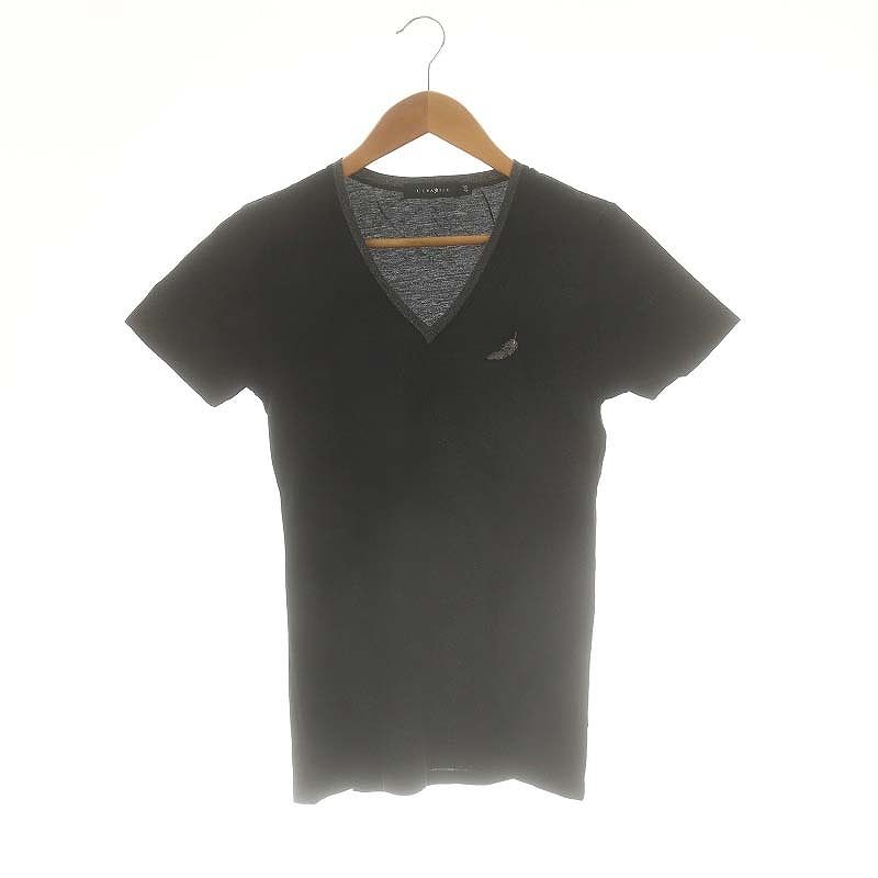 【美品】CIVARIZE VネックTシャツ シヴァーライズ CIVARIZE VネックTシャツ カットソー ラメ 46 黒