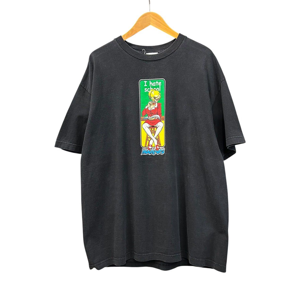 90s 00s ビンテージ HOOK UPS プリント Tシャツ XL ブラック USA製 90 