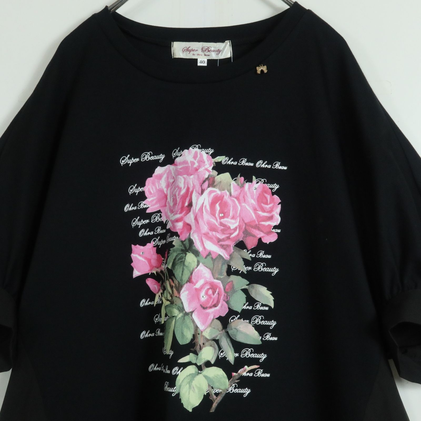 新品　スーパービューティー　オーラボー　チュニック　トップス スーパービューティー チュニックTシャツ 花 格子レース素材