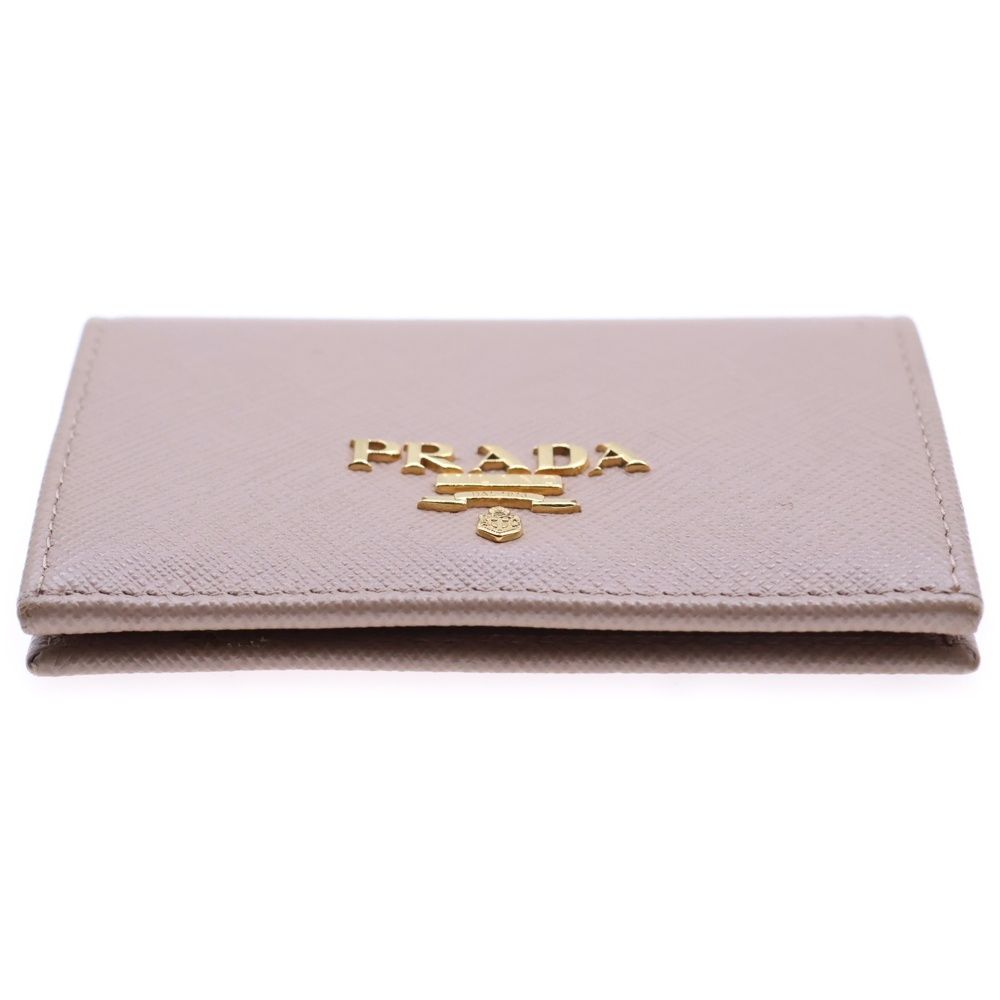 PRADA サフィアーノ カードケース 三角ロゴプレート ベージュ プラダ カードケース/カードホルダー/名刺入れ レディース