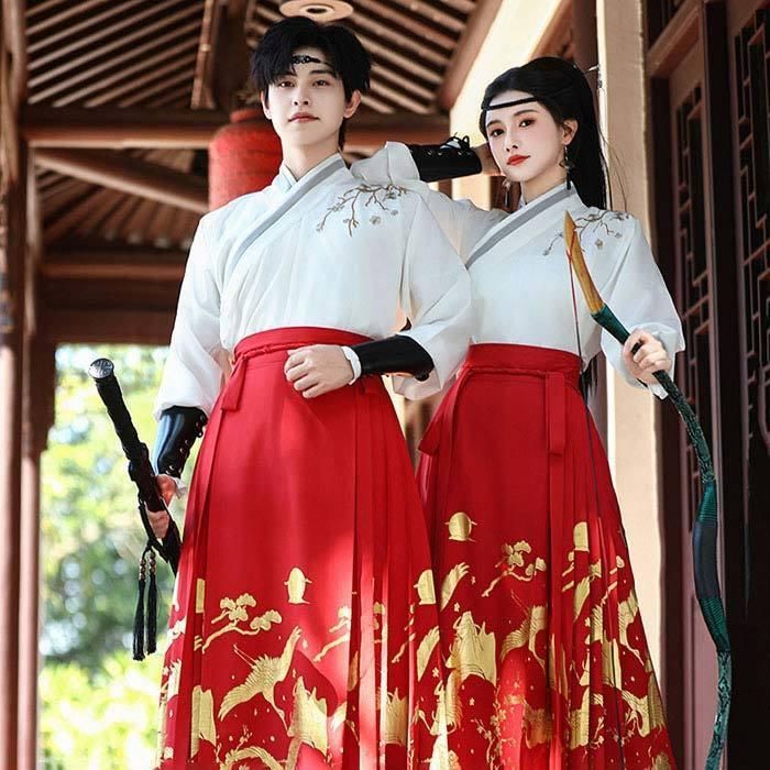 中華漢服「月桂」２点 セット 豪華漢服 2点セット 新年 カップル中華コスチューム 交差襟