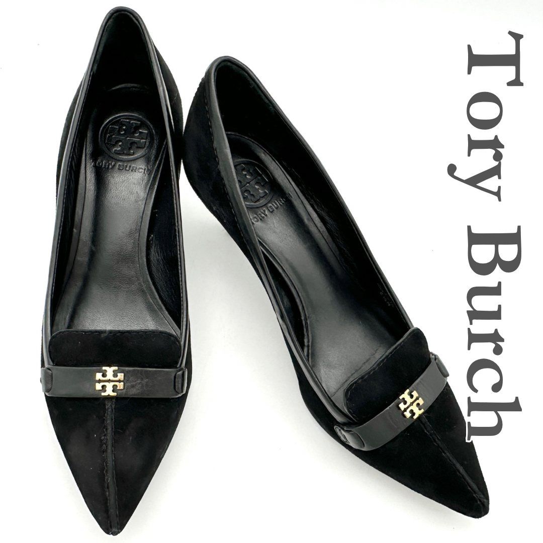 Tory Burch【新品未使用】ポインテッドトゥパンプス黒フラット／24cm Tory Burch パンプス スエード ポインテッドトゥ ブラック 2362T