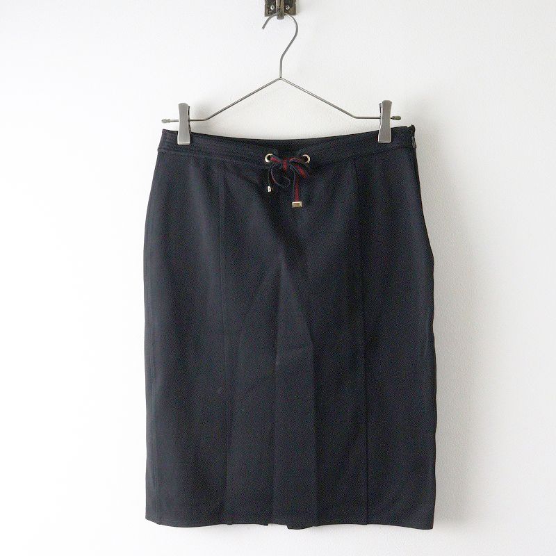 JPタグ グッチ GUCCI 164742 レーヨンストレッチスカート M ブラック ベルト スリット アーカイブ 2400014622546